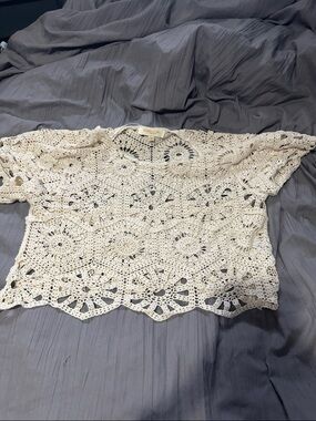 Rebellion Cream Crochet Crop Top